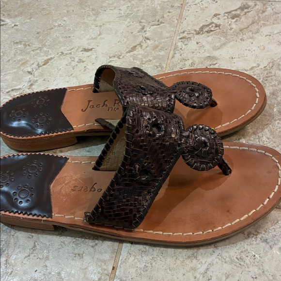 Jack Rogers Dark Brown Woven Leather Sandals SZ 8 - Picture 2 of 7